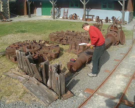 John Corlett measuring the three tonne axle.